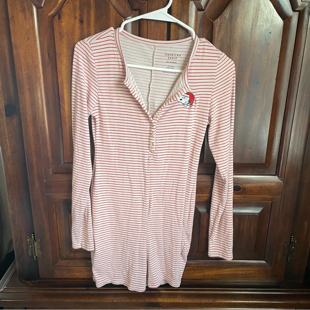 American Eagle Outfitters Striped Long Sleeve Tee with Embroidery